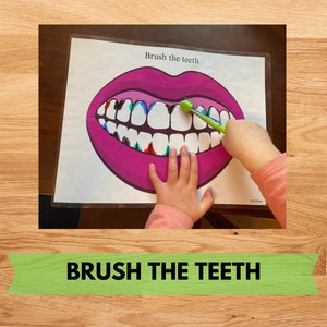 Brush Teeth Dental Hygiene Printable, Human Teeth Human Body, Dentist Pretend Play, Kids Tooth Brushing