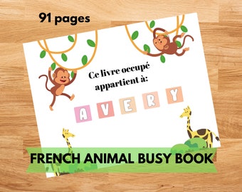 French Animal Busy Book Printable Activity for Toddler, Perfect for Daycare, Pre-K, Preschool, Kindergarten and Montessori Homeschool