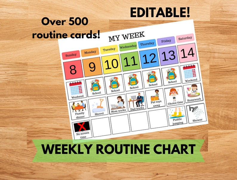 Visual Weekly Responsibility Routine Chart Toddler Printable. Perfect ...