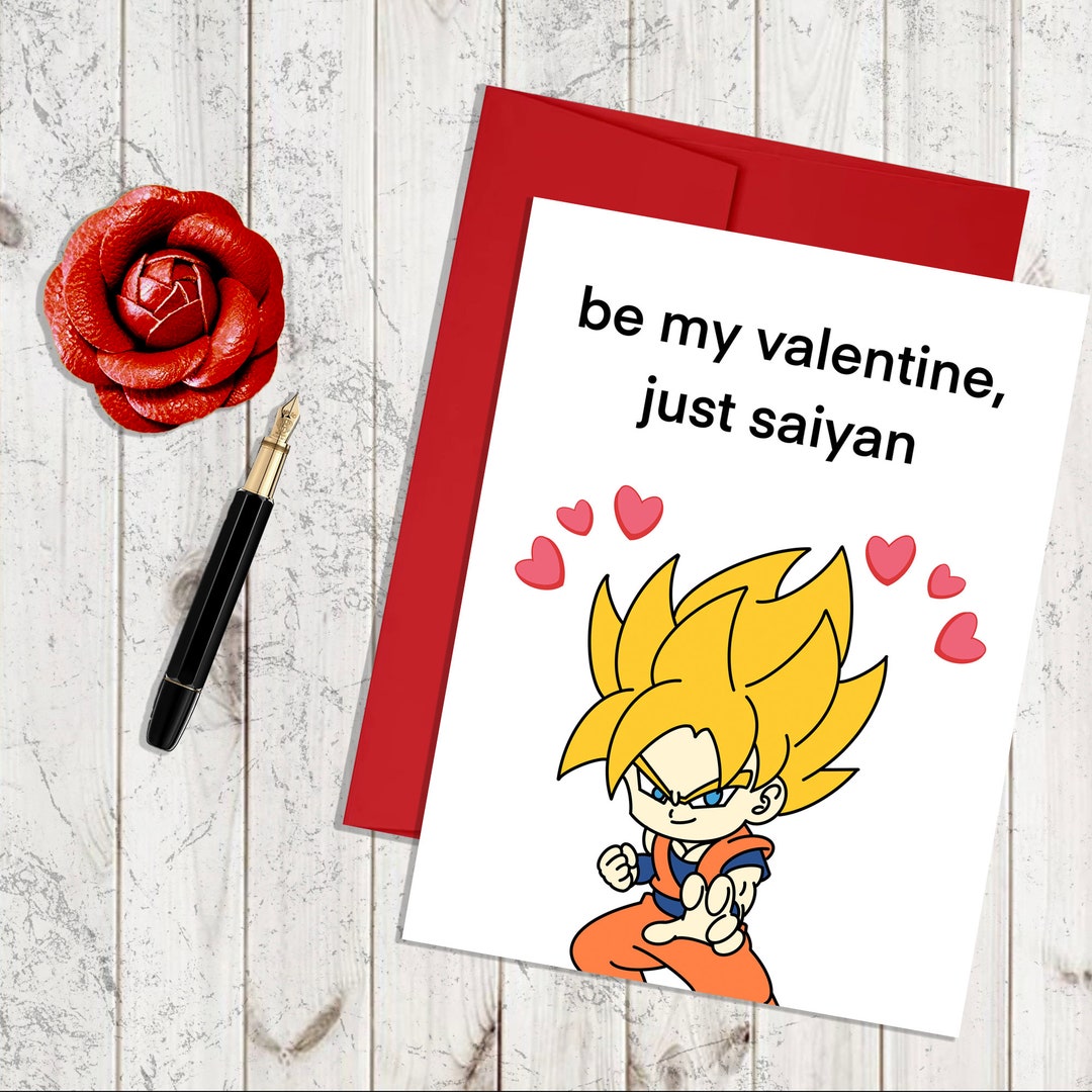 Dragon Ball Z Valentines Day Greetings Card Anime Goku Vegeta - Etsy