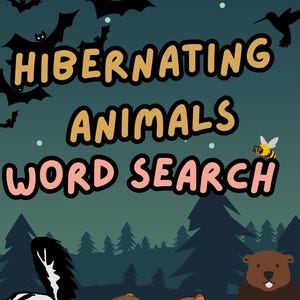 Animal Word Search | Hibernating Animals Word Search | Fun word search | Word Puzzles for Kids, Adults, Parties | Relaxing Word Search