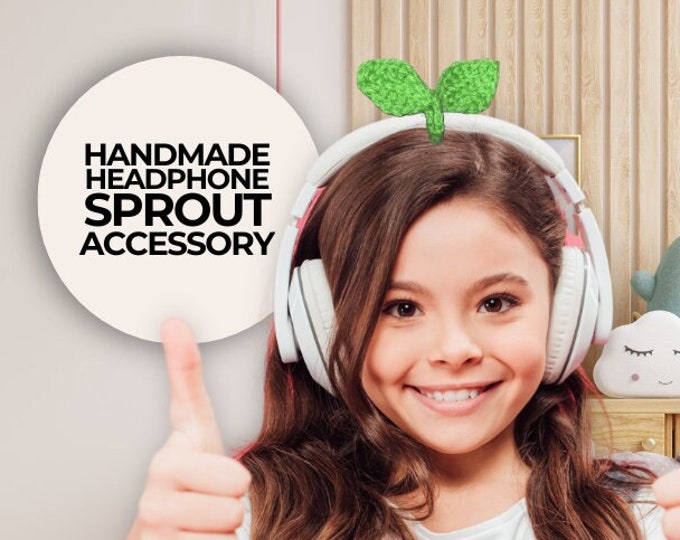 Crochet Sprout Leaf Headphone Accessory | Handmade Children's Accessories | Cable Tie | Gifts for Daughter or Son | Crochet Holiday Gift