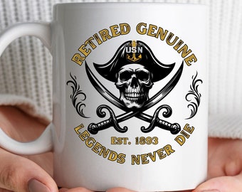 Retired Genuine Pirate with sabers 12oz coffee cup, navy chief lover for navy senior chief retired navy mcpo coffee cup for navy chief