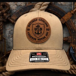 Retired Chief Hat, Chief Snapback, Chief Gift, Navy Chief Hat, retired chief gift, retired genuine Richardson 112 hat, leatherette patch