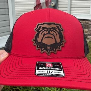 Bulldog Patched Hat, Snapback Trucker 112 Style Hat, GA football patch hat, Bulldogs, bulldogs' football, gift for dad, bulldogs football