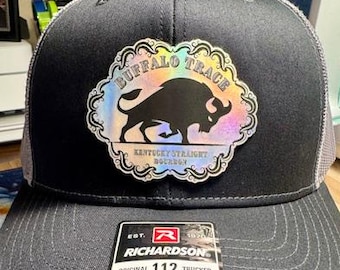 Buffalo Trace bourbon Holographic Patched Hat, Snapback Trucker 112 Style Hat, whiskey buffalo patch hat, Bourbon lover hat, unique hat.