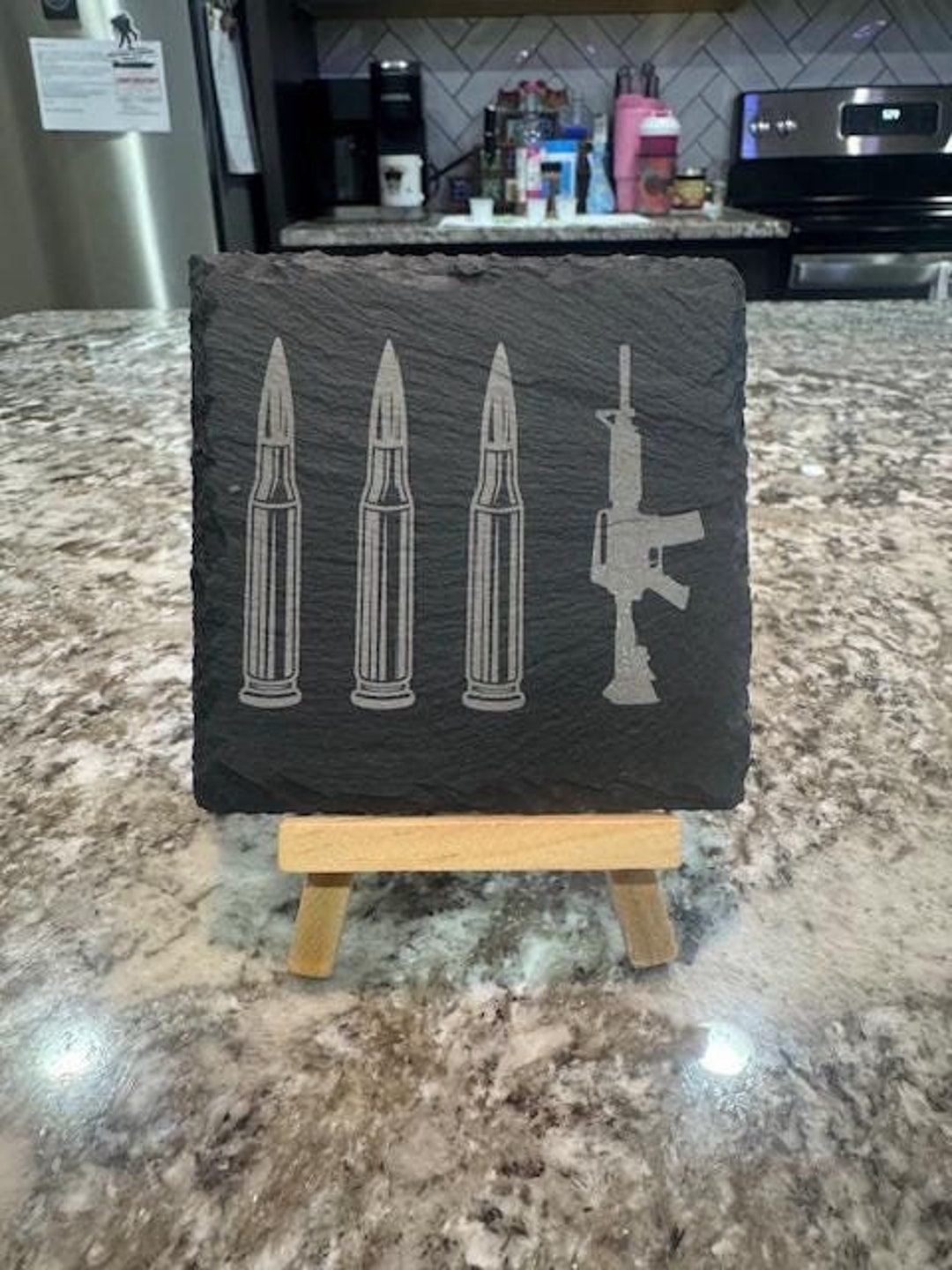 Bullets & Gun Square Slate Coaster 2A Lover Laser Engraved Slate ...