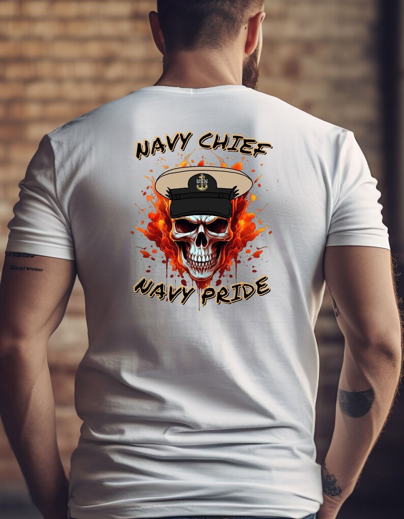 Navy Chief Navy Pride Fire Skull Softstyle Tee, Navy Chief Lover Shirt ...