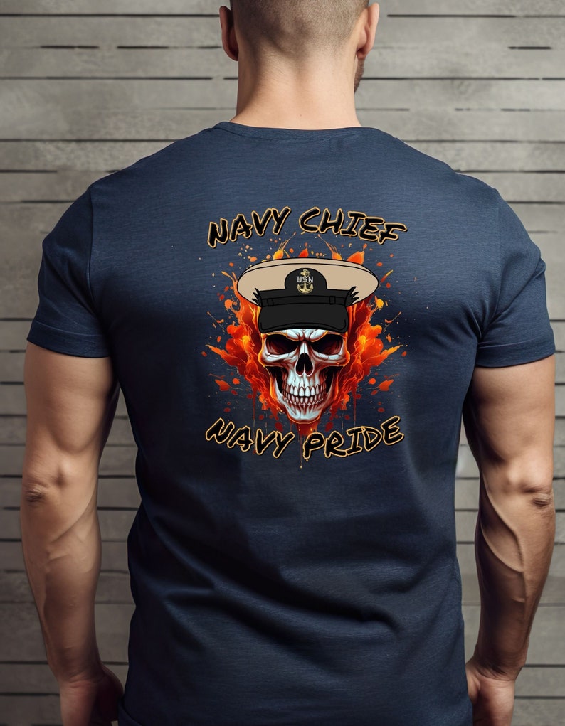 Navy Chief Navy Pride Fire Skull Softstyle Tee, Navy Chief Lover Shirt ...