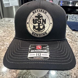 Retired Genuine Chief, Senior Chief, Master Chief, Black & Charcoal Hat, MCPO gift, Cut from the deck plates Chief, Senior Chief, unique hat