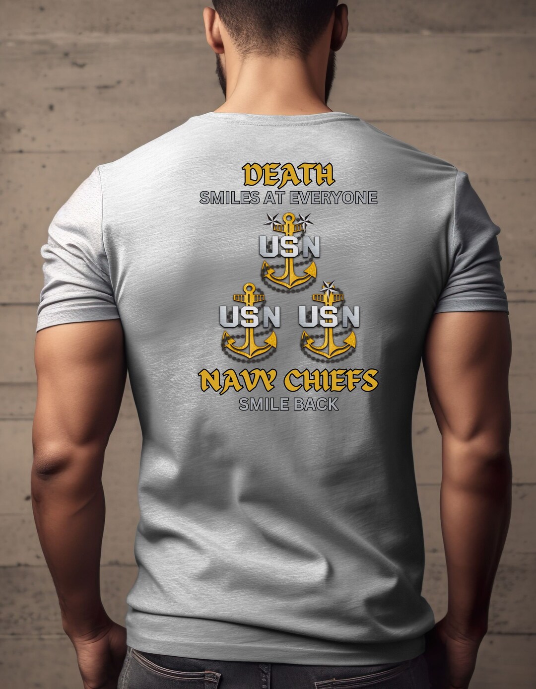 Navy Chief Death Soft Style Shirt Front and Back Logo Softstyle T-shirt
