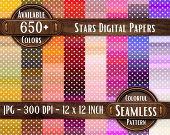 Palette d'étoiles colorées | Plus de 650 papiers numériques de couleur unie | Impressions numériques bricolage | Téléchargement instantané | fabrication de cartes de scrapbooking | Pastel & Lumineux