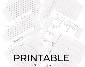 Printable Planner Bundle - Daily, Weekly, Monthly, Yearly, Recipe Card, Instant Download