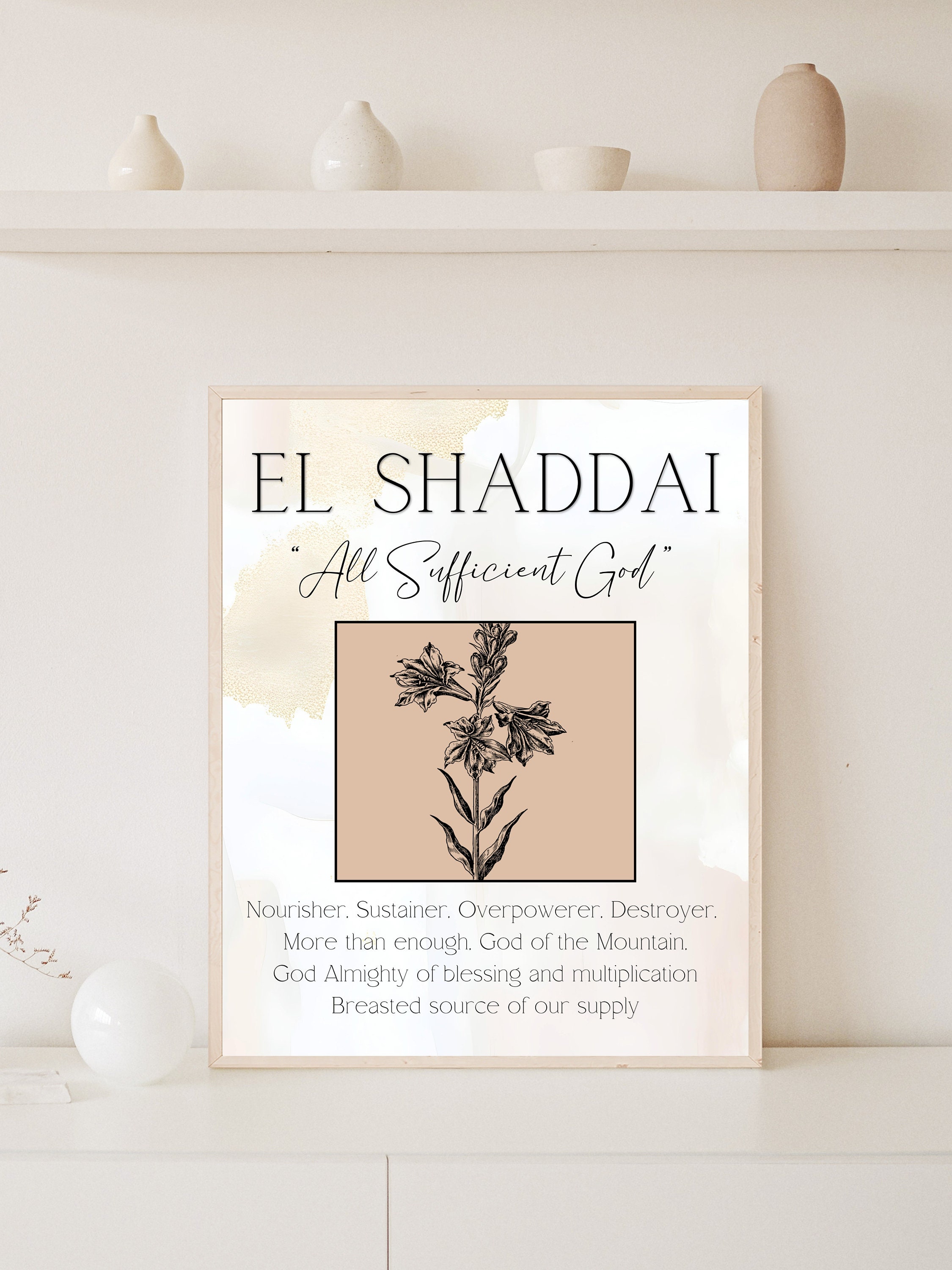 Digital Print el Shaddai Names of God Series Christian Home Decor ...