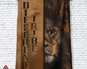 Lion of Judah, VELVETEEN PLUSH Christian BLANKET, Hebrews 7:13, Different Tribe, Bible verse art, Majestic Lion image, Tribe of Judah