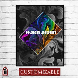 Arte cristiano moderno, Nacido de nuevo, Obras de arte cristianas, Decoración de redención, Recuperar el arcoíris, Regalo de bautismo para adultos, Arte digital del cristianismo