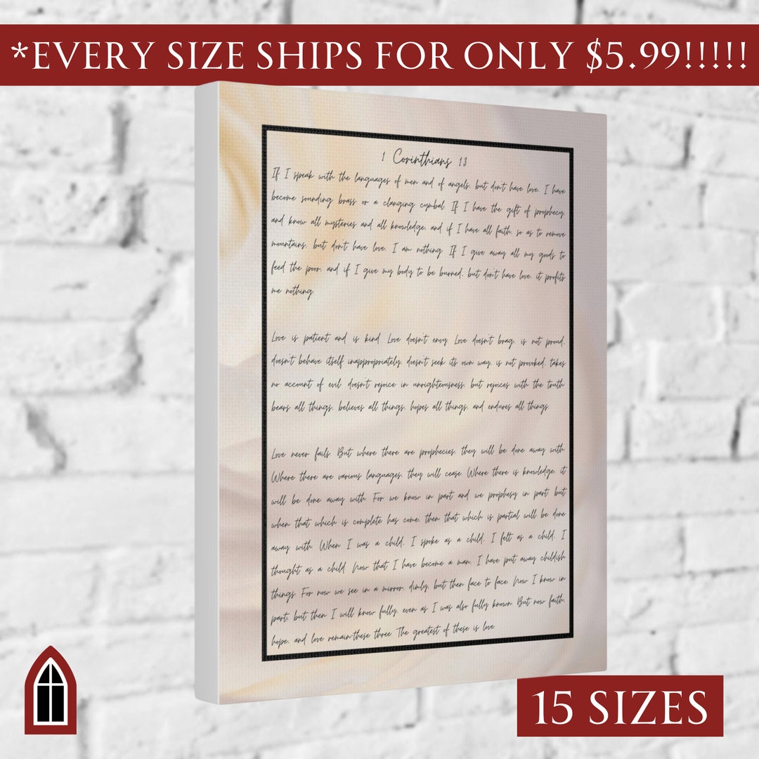 Christian Wall Art, CANVAS PRINT 1 CORINTHIANS 13 Bible Verse Wall ...