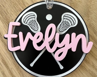Personalized Lacrosse Bag Tag, Lacrosse Bag Charm, Lacrosse Tournament Gift, Lacrosse Team Gift, LAX Coach Gift, Lacrosse Stocking Stuffer