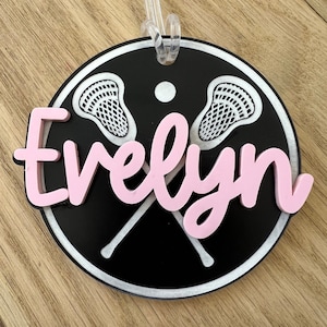 Personalized Lacrosse Bag Tag, Lacrosse Bag Charm, Lacrosse Tournament Gift, Lacrosse Team Gift, Bogg Bag Charm, LAX Coach Gift