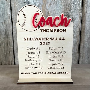 Personalized Baseball Coaches Gift, Baseball Coaches Plaque, End of Season Baseball Gift, Baseball Team Gift for Coach, Baseball Award