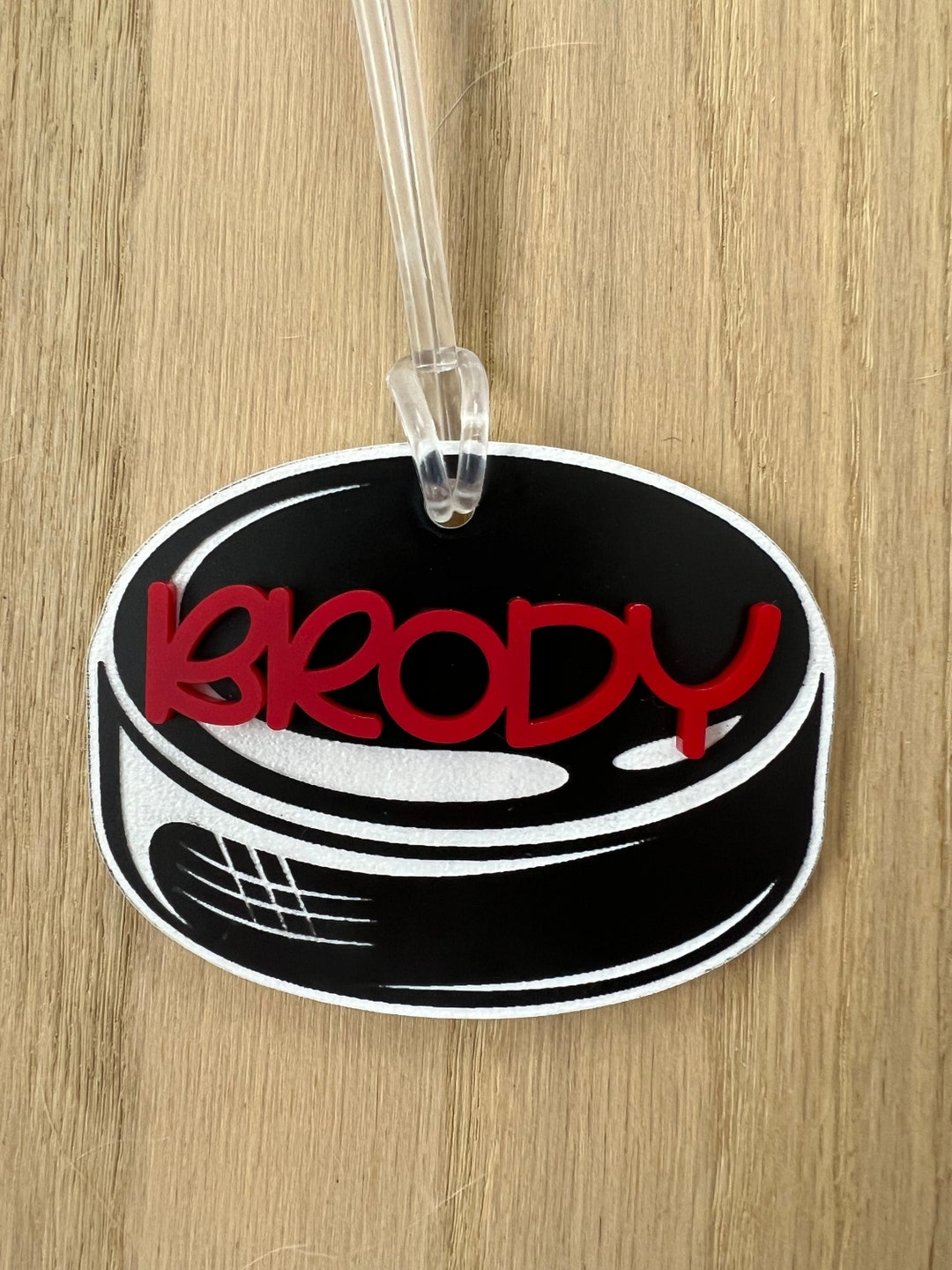 Personalized Hockey Bag Tag Hockey Puck Bag Charm Hockey Etsy