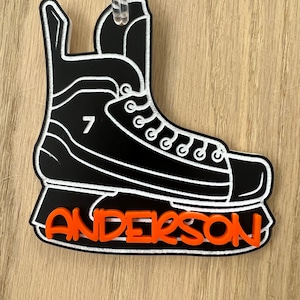 Personalized Hockey Bag Tag, Hockey Bag Charm, Hockey Name Tag, Hockey Tournament Gift, Hockey Back to School, Hockey Accessory Gift