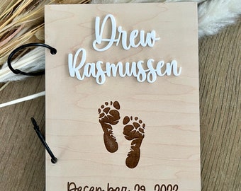 Personalized Maple Wood Baby Card Holder: Custom Newborn Gift