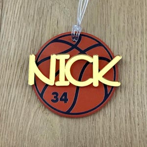 Basketball Bag Tag, Basketball Player Name Tag, Basketball Tournament Gift, Basketball Team Gift, Back to School Soccer Tag