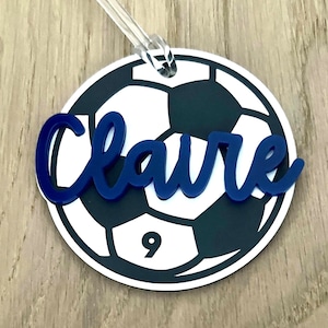 Personalized Soccer Bag Tag, Soccer Bag Charm, Soccer Player Name Tag, Soccer Tournament Gift, Soccer Team Gift, Back to School Soccer Tag