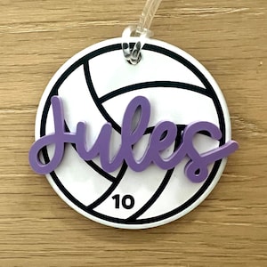 Personalized Volleyball Bag Tag, Volleyball Bag Charm, Volleyball Tournament Gift, Gift for Volleyball Team, Volleyball Coach Gift Bag Tag