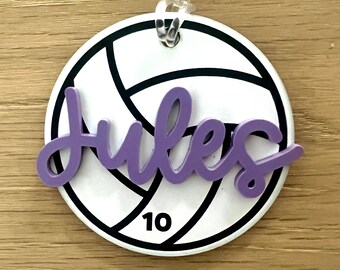 Personalized Volleyball Bag Tag, Volleyball Bag Charm, Volleyball Tournament Gift, Gift for Volleyball Team, Volleyball Coach Gift Bag Tag