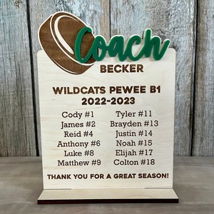 Personalized Hockey Coaches Gift, Hockey Coaches Plaque, End of Season Hockey Gift, Hockey Team Gift for Coach, Hockey Award, Thank You Gift