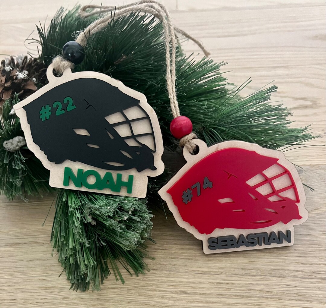 Personalized Lacrosse Ornament, Custom Lacrosse Helmet Ornament, Gift