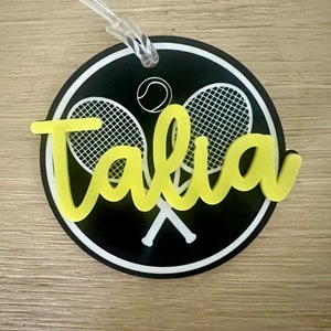 Personalized Tennis Bag Tag, Tennis Bag Charm, Tennis Tournament Gift, Tennis Team Gift, Tennis Back To School Tag, Tennis Player Accessory
