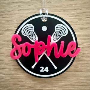 Personalized Lacrosse Bag Tag, Lacrosse Bag Charm, Lacrosse Tournament Gift, Lacrosse Team Gift, LAX Coach Gift, Lacrosse Stocking Stuffer image 8