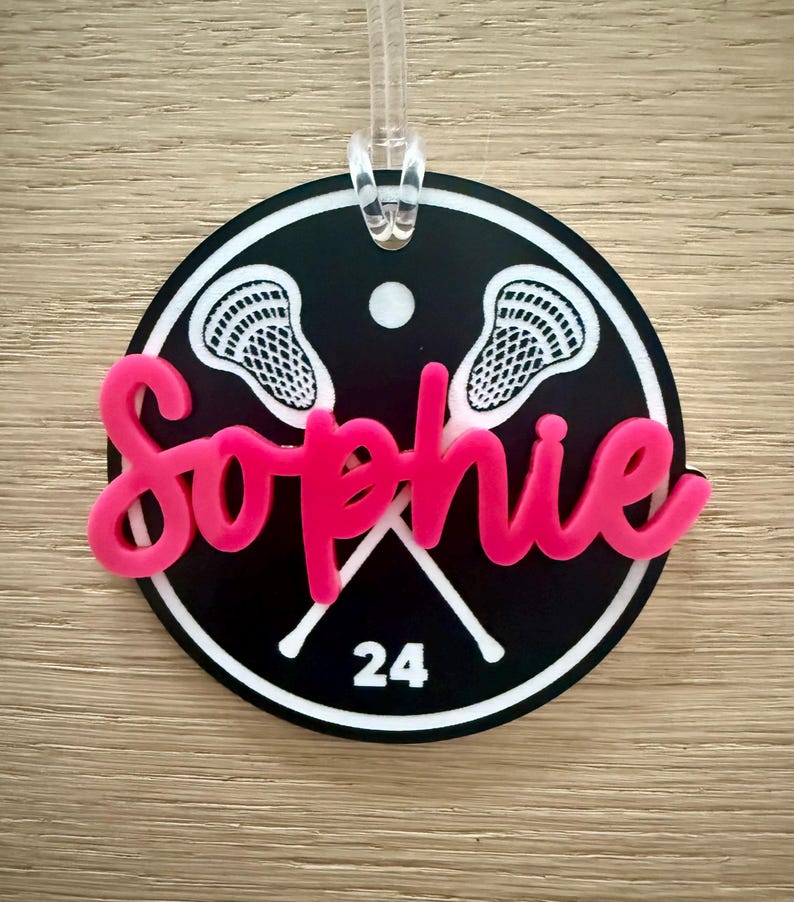Personalized Lacrosse Bag Tag, Lacrosse Bag Charm, Lacrosse Tournament Gift, Lacrosse Team Gift, LAX Coach Gift, Lacrosse Stocking Stuffer image 8