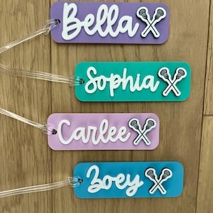 Personalized Acrylic Lacrosse Bag Tag, Lacrosse Key Chain, Lacrosse Team Gift, Lacrosse Coach Gift, Personalized Lacrosse Sticking Stuffer