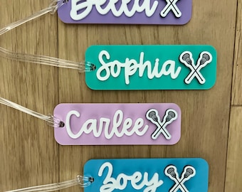 Personalized Acrylic Lacrosse Bag Tag, Lacrosse Key Chain, Lacrosse Team Gift, Lacrosse Coach Gift, Personalized Lacrosse Sticking Stuffer