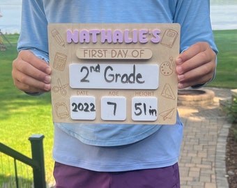 Personalized First Day of School Sign: Wood Photo Prop