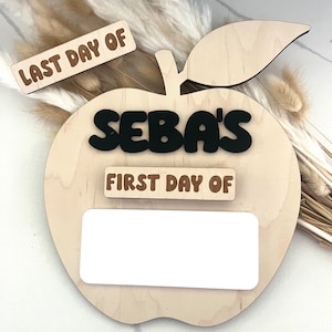 Back to School Sign, Personalized Back to School Plaque, First and Last Day of School Photo Prop, Custom Apple Shaped Back to School Sign