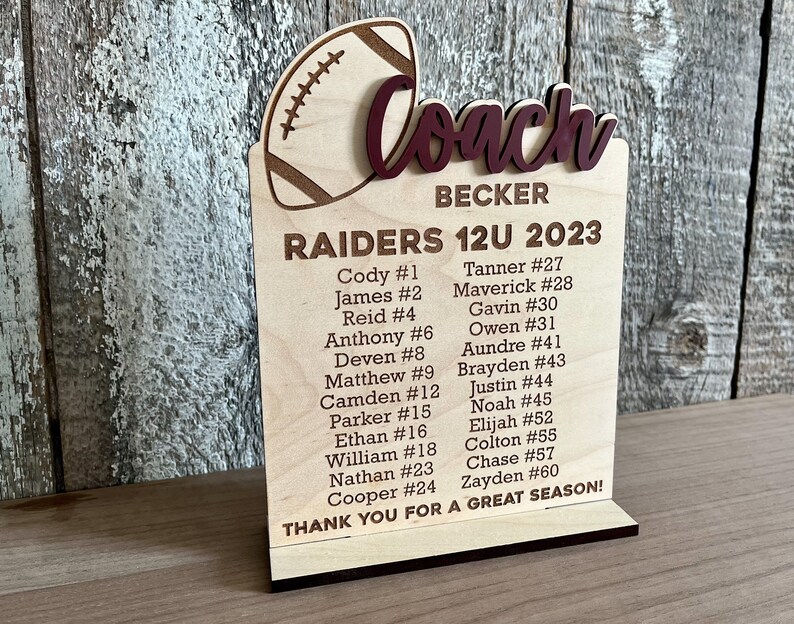 thumbnail interactive-video image 1 of Personalized Football Trophy Plaque - 7x9 Inch Custom Engraved Award For Coaches & Teams 1 of 13