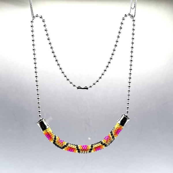 MYTHICAL CREATURES Collection: DRAGON scale neon retro pendant choker necklace