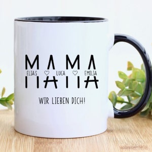 Personalisierte Tasse zum Muttertag Muttertagstasse Muttertagsgeschenk Tasse personalisiert Geschenk zum Muttertag Geschenk Mama Schwarz