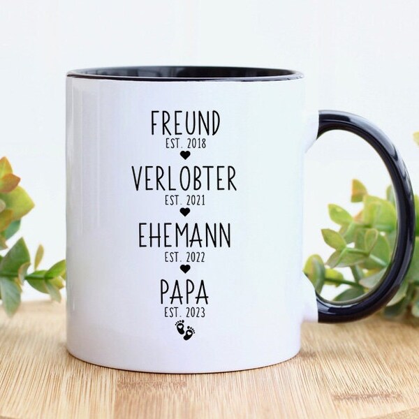 Tasse Schwangerschaft verkünden - Papa Tasse personalisiert - Du wirst Papa Überraschung - Geschenk werdender Papa - Wir bekommen ein Baby