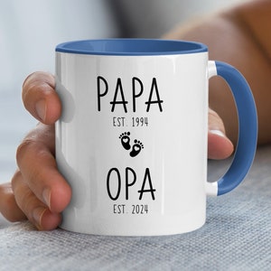 Tasse Schwangerschaft verkünden Opa Tasse personalisiert Du wirst Opa Geschenk werdender Großvater Ihr werdet Oma und Opa Blau