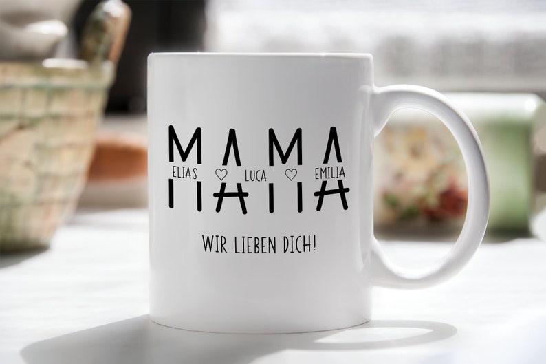 Personalisierte Tasse zum Muttertag Muttertagstasse Muttertagsgeschenk Tasse personalisiert Geschenk zum Muttertag Geschenk Mama Weiß