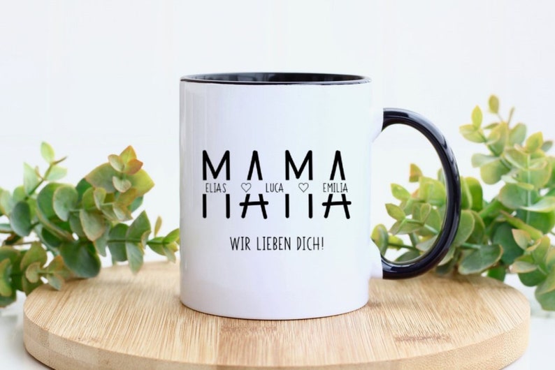 Personalisierte Tasse zum Muttertag Muttertagstasse Muttertagsgeschenk Tasse personalisiert Geschenk zum Muttertag Geschenk Mama Schwarz