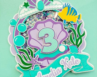 Ariel Inspired Cake Topper - Mermaid Cake Topper - Little Mermaid Birthday Party