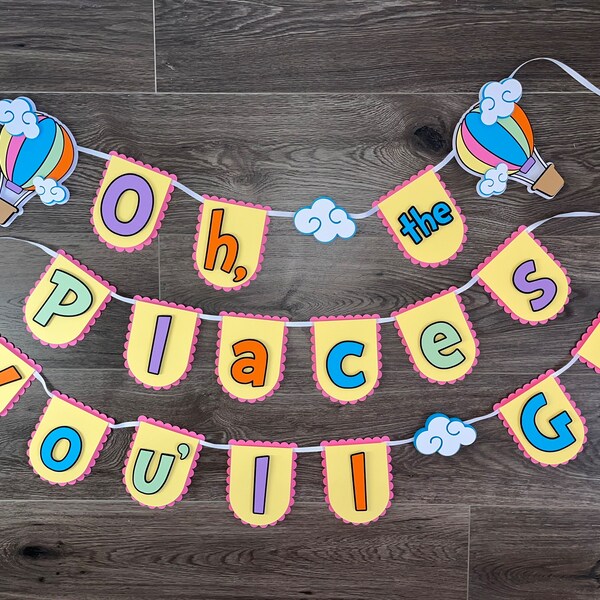 Hot Air Balloon Banner - Graduation Decorations - Baby Shower - Preschool Graduation - Kindergarten Party - Hot Air Balloon Garland