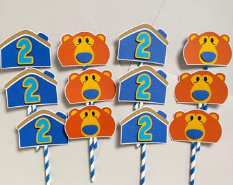 Bear In the Big Blue House Inspired Cupcake Toppers - Bear Party Decorations - Big Blue House Birthday Party
